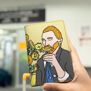 Personalized Sunflower Passport Cover Holder Wallet – Pop Art Collection – Travel Accessories - Small Gift For Him Her