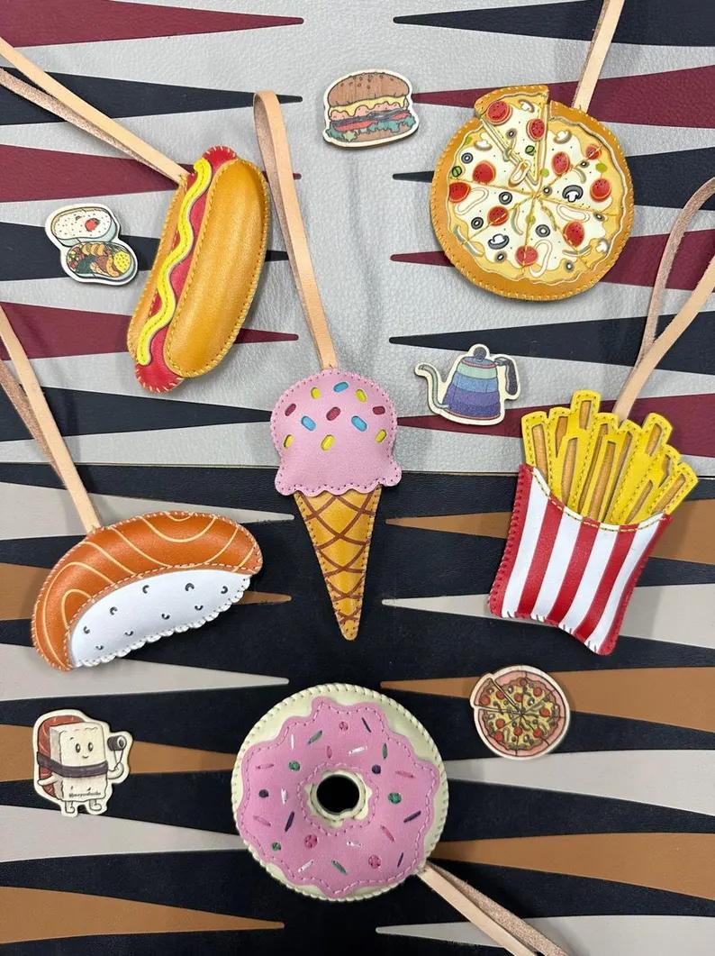 Keuyeo Breloques Pour Sacs À Main, Pendentif En Cuir Pour À Pizza