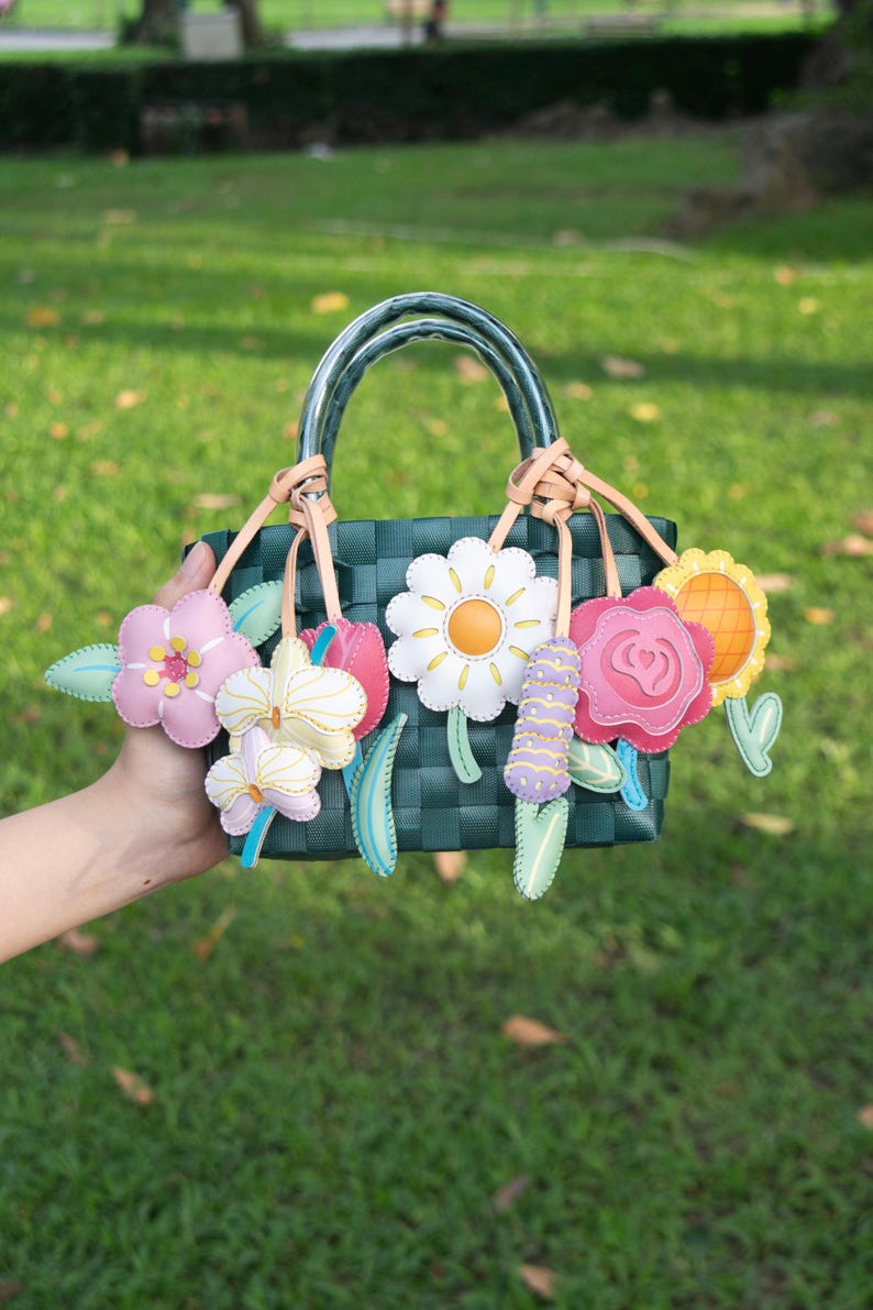 Woven Flower Bag Charm main image 1