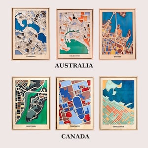 Weltkarte - Australien - Stadt Karte - Abschied Geschenk - Wand Deko - Housewarming