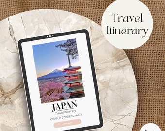 Japan Travel Itinerary - Minimalist Planner | Template Canva | Mobile Travel Planner | Editable Travel Guide | Digital Template