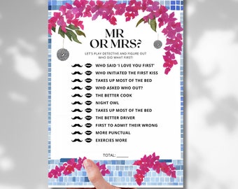 Minimal Hens and Bridal Shower Games | Mr or Mrs | Bachelorette Party | Dancing Queen Mamma Mia| Mediterranean| Invitation|Instant Download