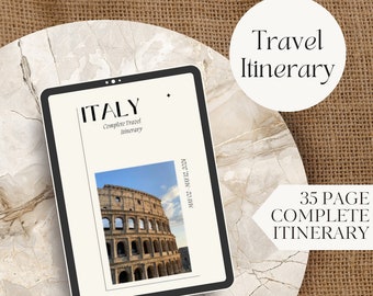 Italy Travel Itinerary - Minimalist Planner | Template Canva | Mobile Travel Planner | Editable Travel Guide | Digital Template