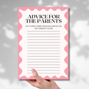 Minimal Baby Shower Party Games | Advice for the parents | Wavy Border | Modern| Instant Download | Template Canva | Pink or Blue |