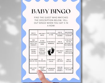 Minimal Baby Shower Party Games | Bundle | Wavy Border | Modern| Instant Download | Template Canva | Pink or Blue |