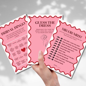 Minimal Hens and Bridal Shower Games | Bundle | Bachelorette Party | Wavy Border | Welcome Sign| Invitation | Instant Download | Template