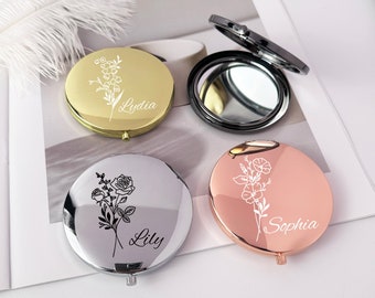 Gifts for Best Friend, Personalized Compact Mirror, Custom Pocket Mirror, Birthday Gifts, Bridal Party Gift, Wedding Gift.