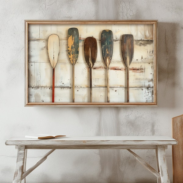 Cottage Wall Art, Vintage Oars, Beach Decor, Instant Download, Modern Farmhouse Print, Nautical Wall Art, French Country Decor, Rustic Print