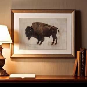 Buffalo Wall Art | Printable Vintage Bison Oil Painting | American Bison Print