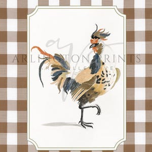 Vintage Chicken Kitchen Art, PRINTABLE Gingham Farmhouse Kitchen Decor ...