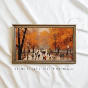 Samsung Frame TV Art Fall Park, Fall Landscape Painting, Fall Wall Art, Fall Oil Painting, Autumn Rustic Fall Decor, Vintage Fall Wall Art