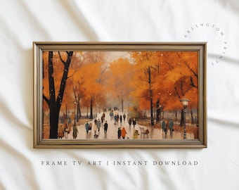 Samsung Frame TV Art Herbst Park, Herbst Landschaftsmalerei, Herbst Wandkunst, Herbst Ölgemälde, Herbst Rustikal Herbst Dekor, Vintage Herbst Wandkunst