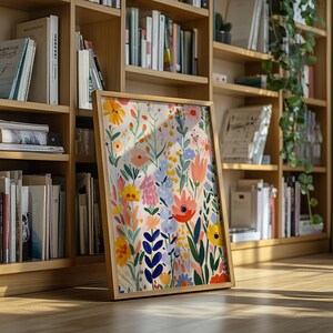 Colorful Retro Flower Prints Set of 3, Printable Matisse Style Wildflowers Wall Art, Bright Cheerful Home Decor, Vintage Style Art Prints, Digital Download Art, Henri Matisse Aesthetic, Modern Abstract Art, Gallery Wall, Spring and Summer Prints