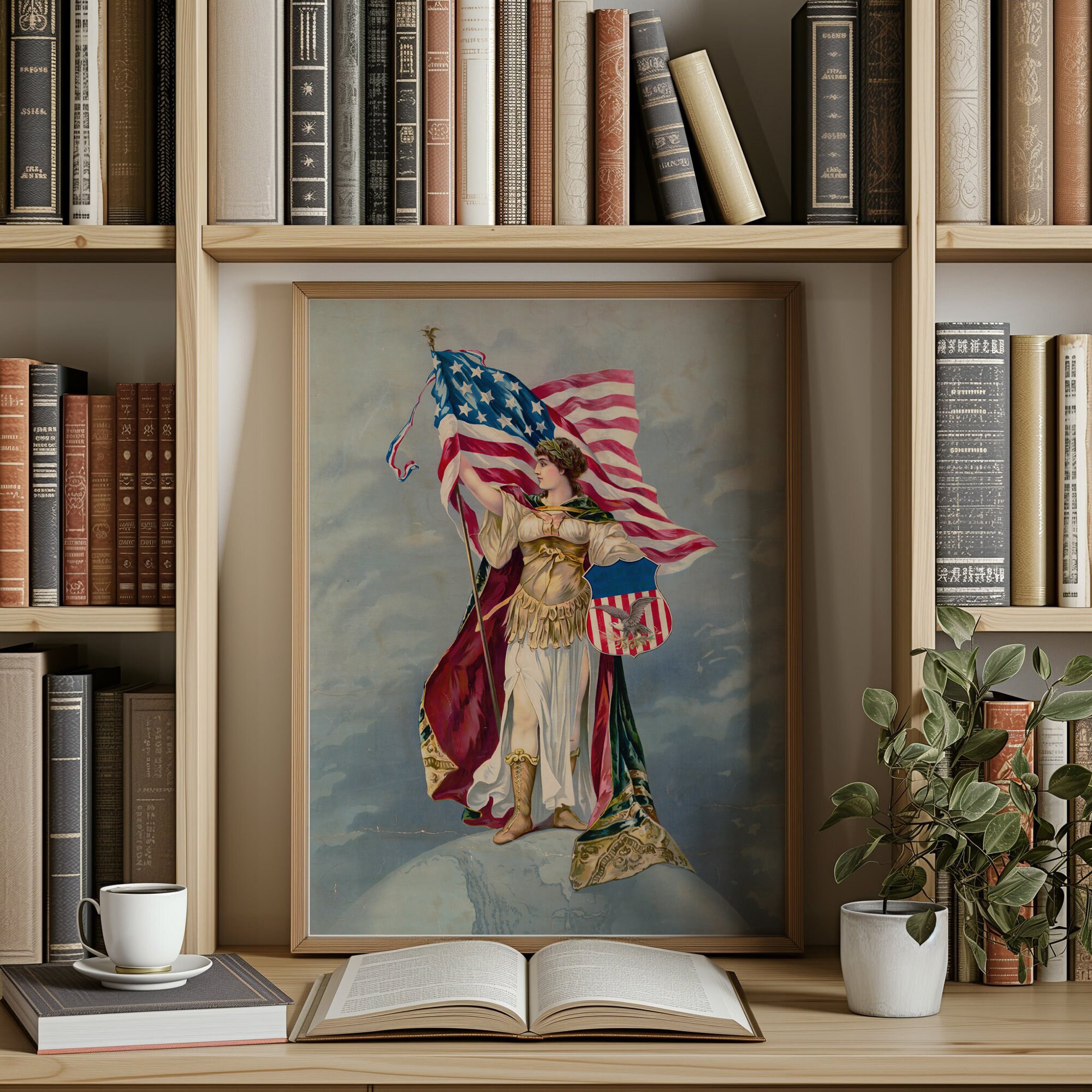 4th of July Vintage Wall Art | Americana Art | Columbia Standing