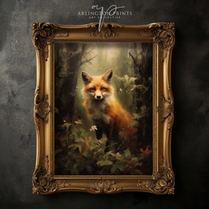 Vintage Fuchs Druck | Antikes Ölgemälde | Dark Academia | Wald Cabochon Kunst | Gothic Cottage Drucke | Tier Wand Kunst | Digitaler Download