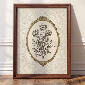 Neutral Floral Wall Art, Nancy Meyers Aesthetic, Vintage Cottage Decor, Printable Botanical Print, Farmhouse Floral Sketch #7009
