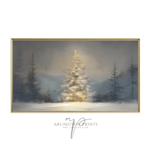 Winter Frame Tv Art, Moody Snowy Landscape | Digital Jpg | 3840X2160 | 16:9 Format, Christmas Tree