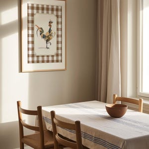Vintage Chicken Kitchen Art, PRINTABLE Gingham Farmhouse Kitchen Decor ...