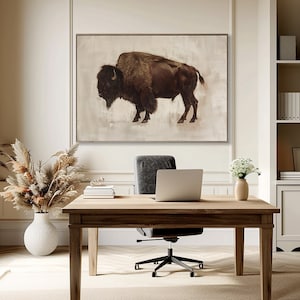 Buffalo Wall Art | Printable Vintage Bison Oil Painting | American Bison Print