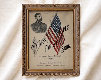 Vintage flaggtryck | Stjärnor och ränder för alltid, patriotisk väggkonst (digital nedladdning)
