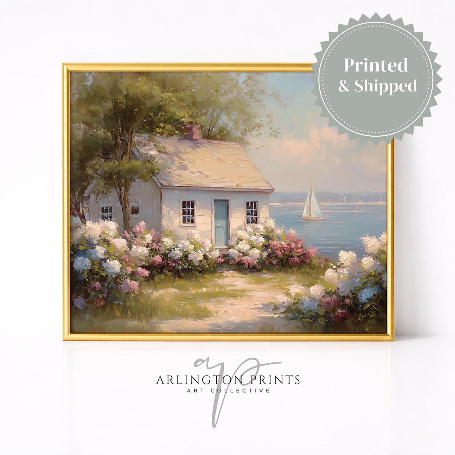 Coastal Cottage Wall Art UNFRAMED, Beach House Landscape Print, Soft ...