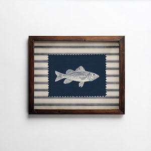 Gestreifte Angeln Wandkunst, Vintage Barsch Poster, rustikale Western Cabin Decor, Retro Fisch Poster, druckbare Lakehouse Art SC-81