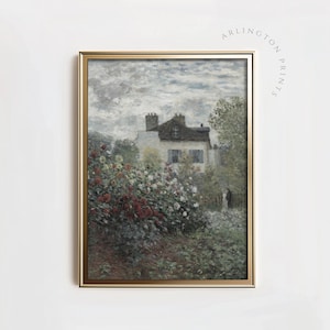 Vintage Garden Wall Art, Impressionist Flower Painting, French Cottage Decor Printable, Classic Floral Landscape