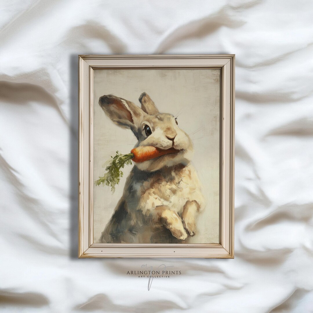 Cottagecore Easter Bunny Wall Art, Vintage Style Rabbit Printable ...