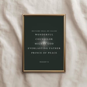 Isaiah 9:6 Bible Verse Printable Wall Art, Christian Christmas Decor, Faith Scripture Print, Minimal Religious Art H219