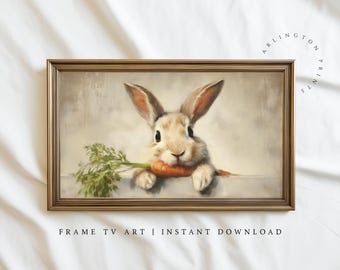 Easter Bunny Frame TV Art, Spring Rabbit Samsung Frame TV Download 6-099