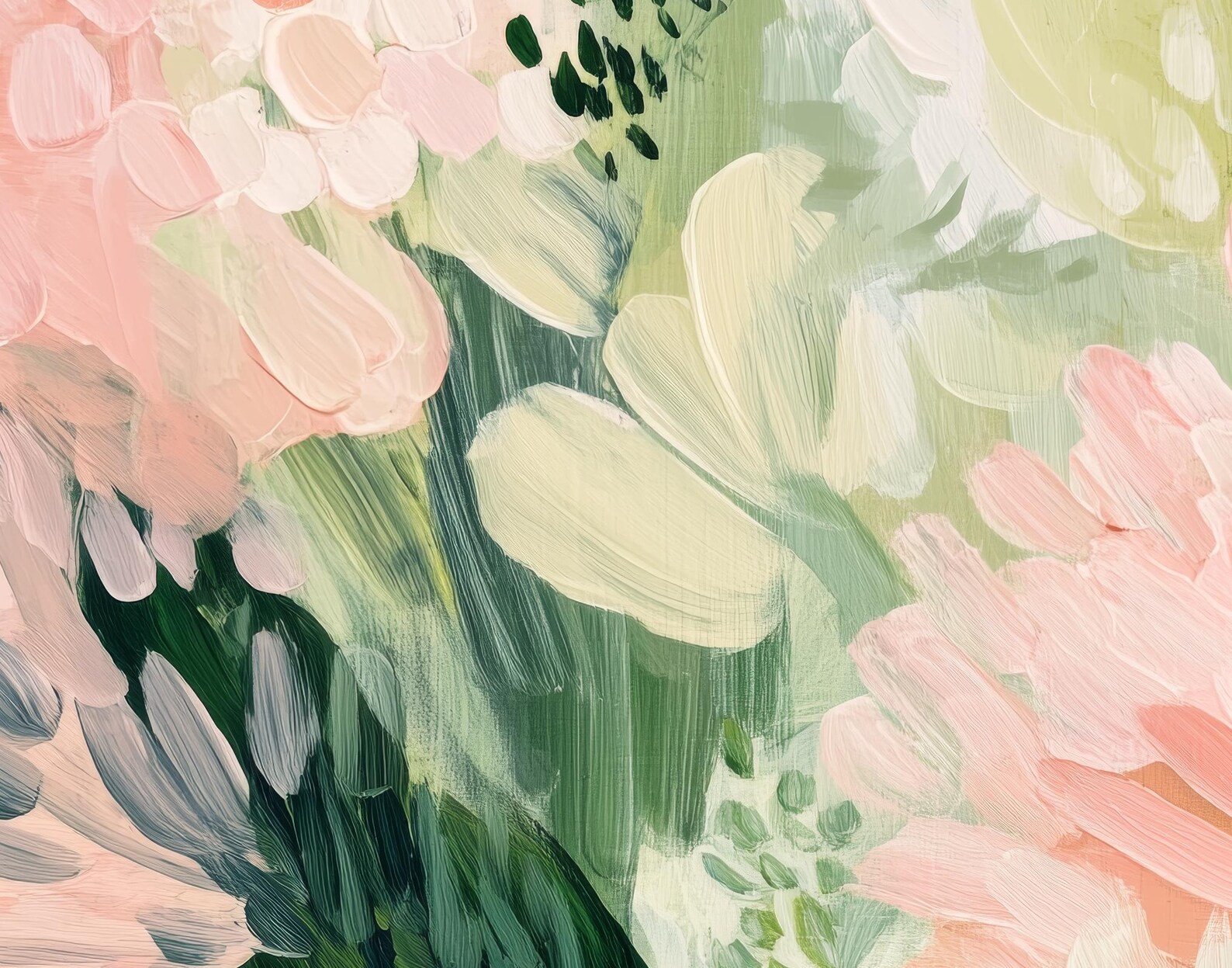 Pink Green Abstract Floral Print, PRINTABLE Modern Flower Wall Art ...
