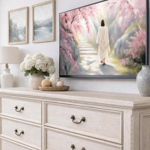 Samsung Frame TV Art, Jesus Resurrection Easter Scene, Soft Pastel Christian Wall Decor, Spring TV Screensaver #956 image 5