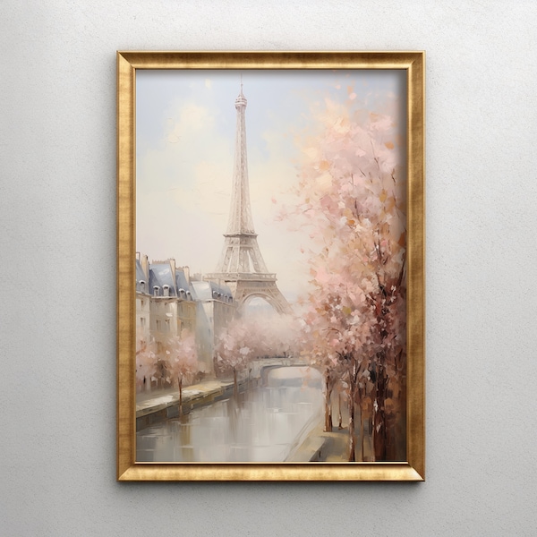 Eiffel Tower Art Print, Romantic, Oil Painting, Spring Home Decor, Shabby Chic Art Print, Valentines Day