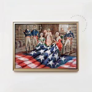 4th of July Vintage Wall Art | Printable American Flag | Americana Patriotic Decor | Memorial Day | Fourth of July Print | Independence Day