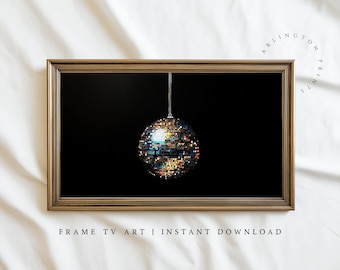 Happy New Year 2026 Frame TV Art, Retro Disco Ball, Digital Download