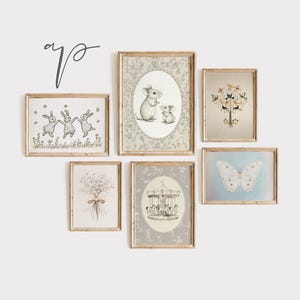 Zeitloses Wand-Set fürs Kinderzimmer, Vintage-Dekoration für Kinderzimmer, Druckbare Kunst, TA62