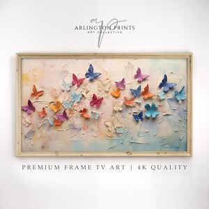 Samsung Frame TV Art Vintage Textured Butterfly Painting, Spring or Summer Pastel Butterflies, Digital Download