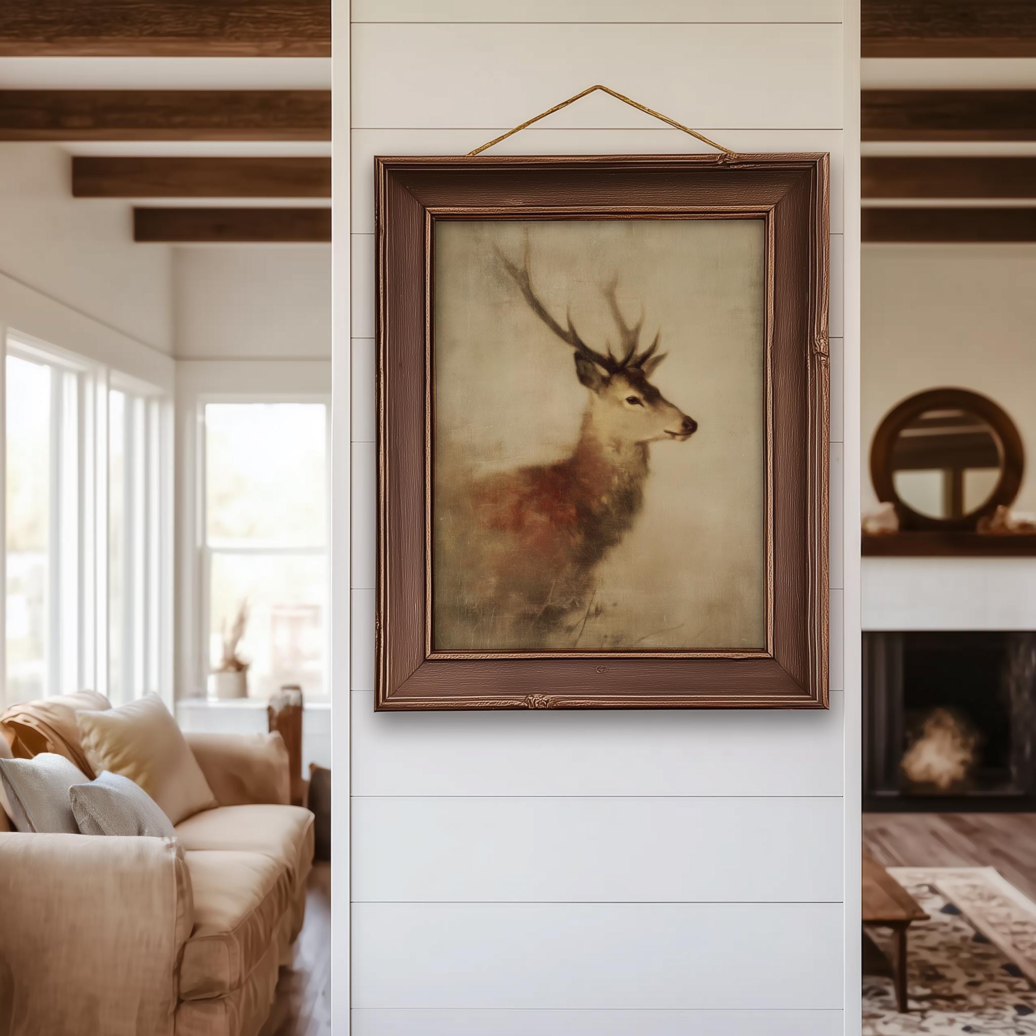 Rustic Deer Printable Wall Art, Vintage Woodland Stag Print, Antique ...