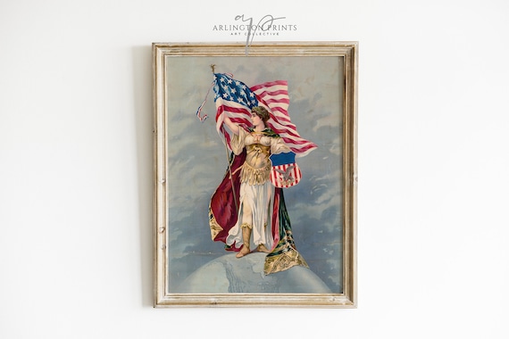4th of July Vintage Wall Art | Americana Art | Columbia Standing