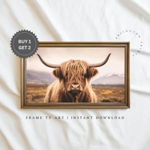 Samsung Frame TV Art | Highland Cow Art | Farmhouse Decor | Instant Download