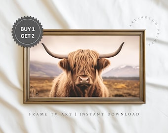 Samsung Frame TV Art | Highland Cow Art | Farmhouse Decor | Instant Download