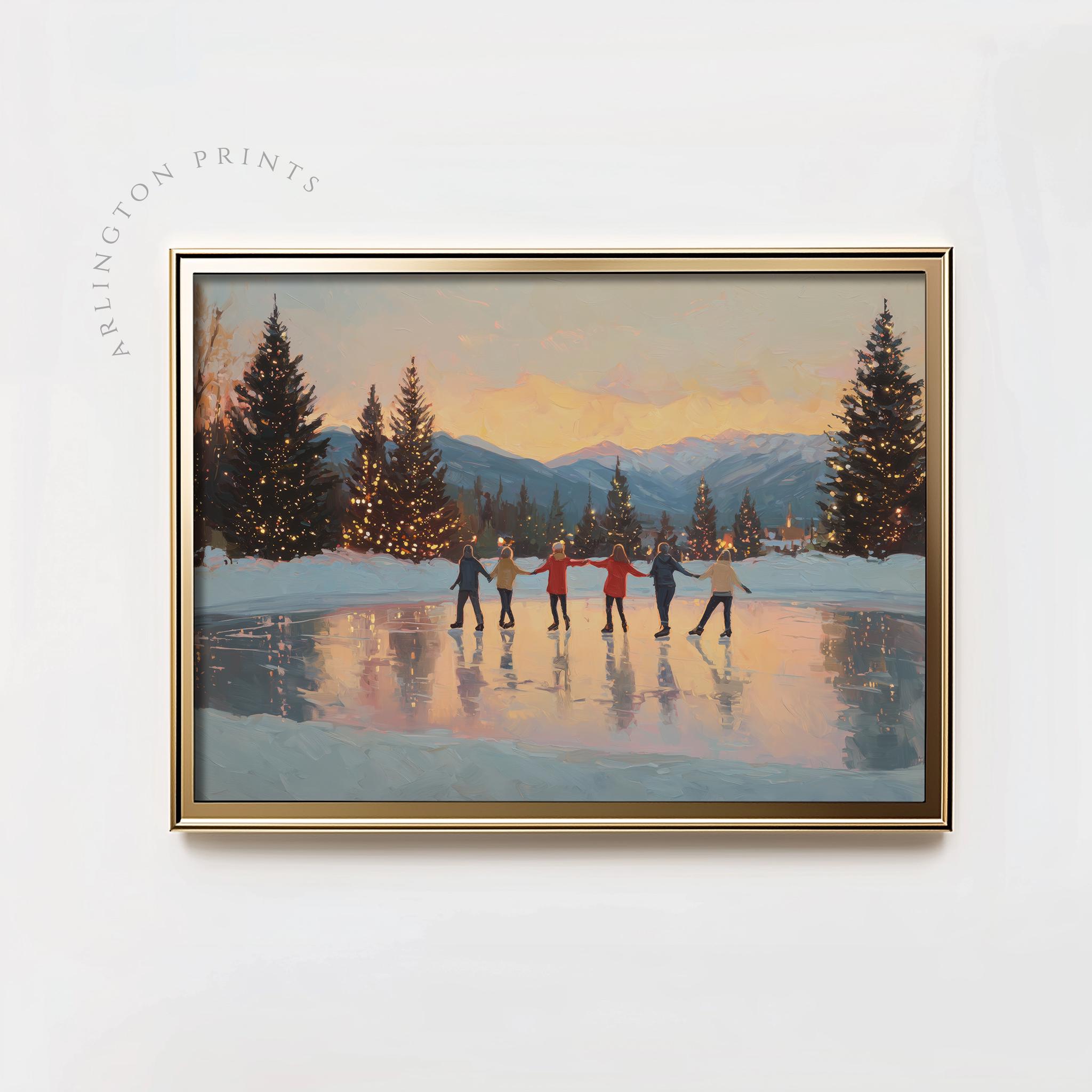 Modern Pastel Christmas Print, PRINTABLE Winter Ice Skating Wall