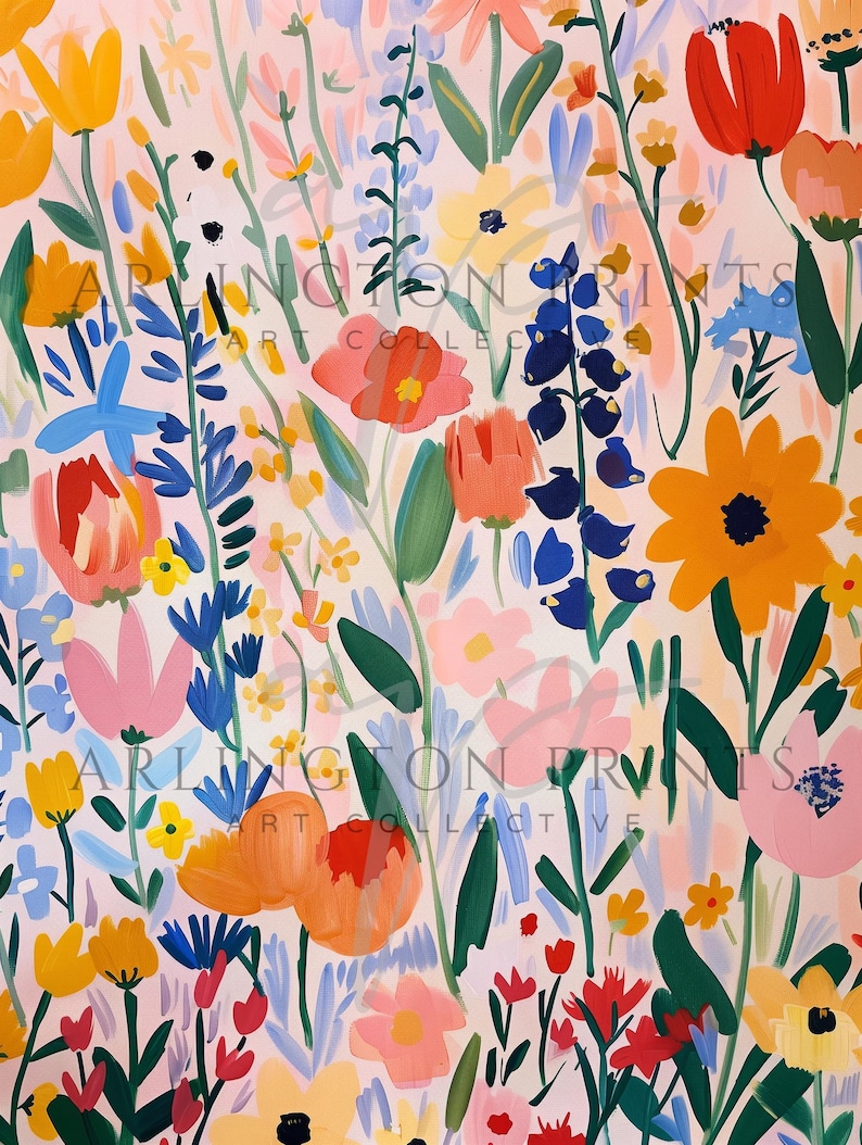 Colorful Retro Flower Prints Set of 3, Printable Matisse Style Wildflowers Wall Art, Bright Cheerful Home Decor, Vintage Style Art Prints, Digital Download Art, Henri Matisse Aesthetic, Modern Abstract Art, Gallery Wall, Spring and Summer Prints