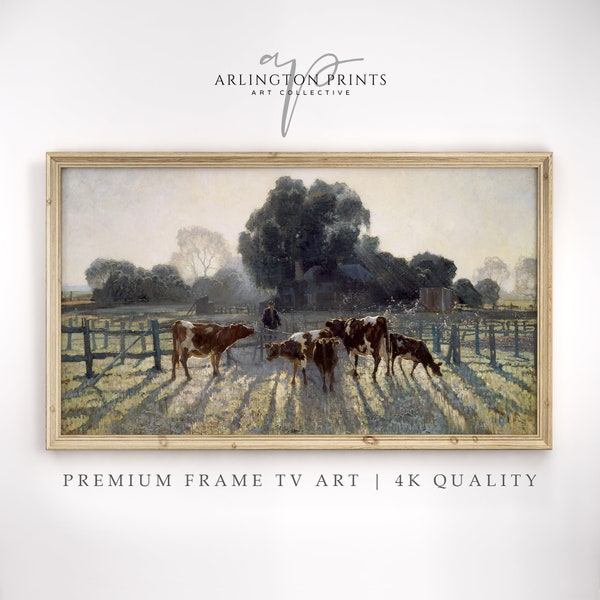 Spring Frame TV Art | Vintage Cow Oil Painting | Farmhouse Wall Art | Country Farm Art DIGITAL TV205