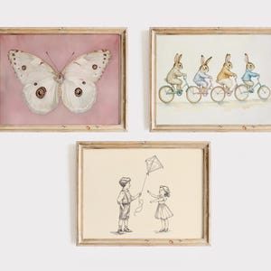 Blush Pink Nursery Gallery Wall Set, Vintage Girls Room Decor, Floral ...
