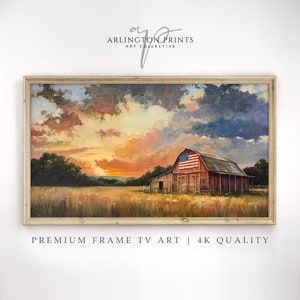 Frame TV Art 4th of July | American Flag On Barn | American Heritage Frame TV | Independence Day | Digital Download