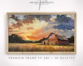 Frame TV Art 4th of July | American Flag On Barn | American Heritage Frame TV | Independence Day | Digital Download