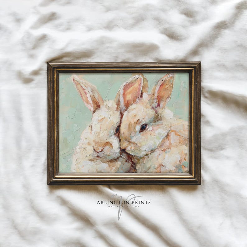 Cottagecore Easter Bunnies Printable Art, Vintage Style Rabbits ...