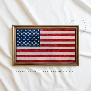 Amerikansk flagga ram TV-konst, patriotisk USA-dekor för 4 juli, Amerika 250 år digital nedladdning U1005