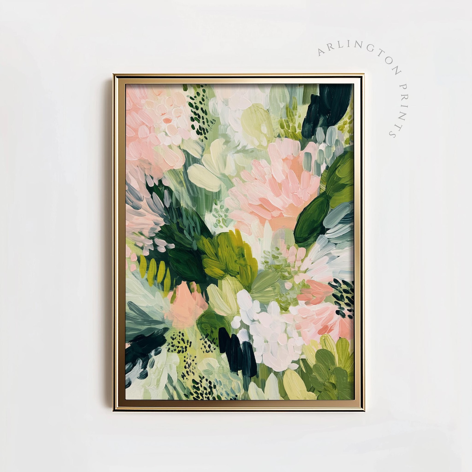 Pink Green Abstract Floral Print, PRINTABLE Modern Flower Wall Art ...